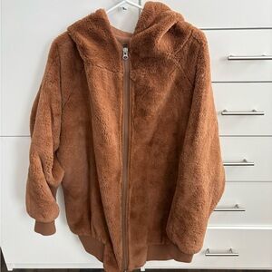 Free People Brown Cozy Oversized Fur Jacket